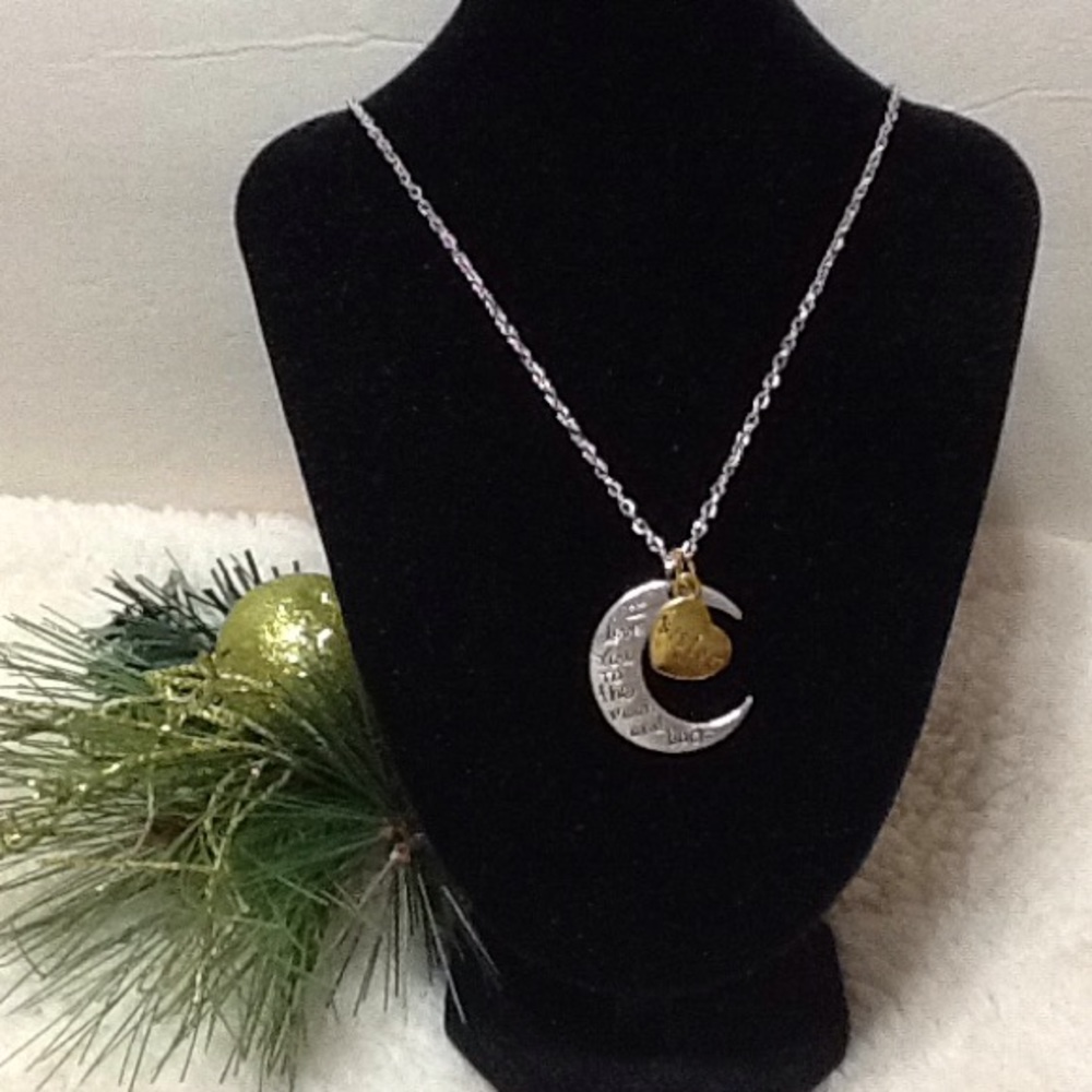 SISTER  Moon and Back  16" Silvertone Necklace