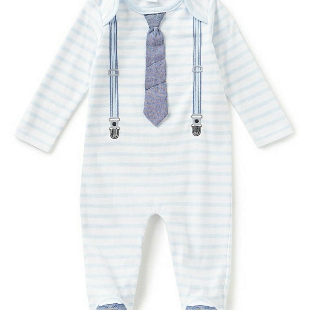 Baby Boys 9 Month Mock-Suspenders Footed Coverall
