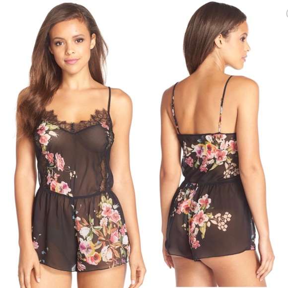Flora Nikrooz Other - NEW Floral Chiffon Romper ‘Lorette’ Lingerie