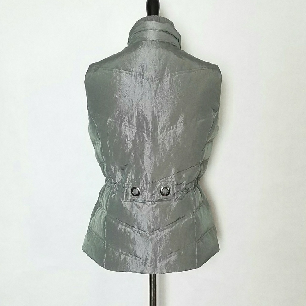 Gray Puffer Snap Button Vest - image 4