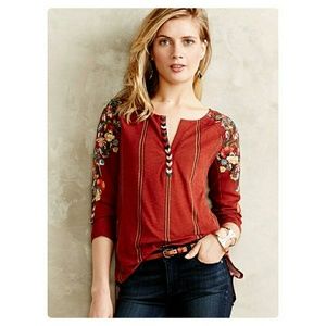 Tiny anthropologie edelweiss top embroidered