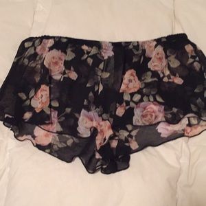Sheer floral shorts