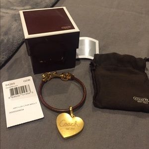 COACH leather heart locket bracelet