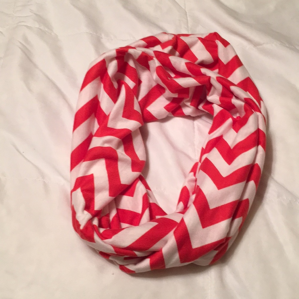 Red & White Chevron Infinity Scarf