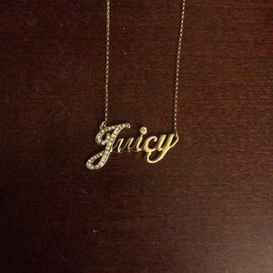 Juicy Couture 'Juicy' Pave Script Gold Necklace