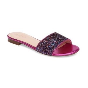 New in box Kate Spade multi glitter sliders sz 9