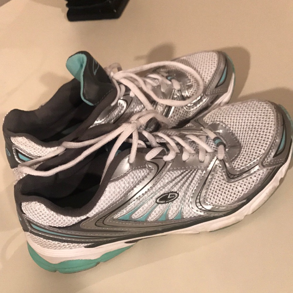 Used women sz 9 turquoise white silver shoes