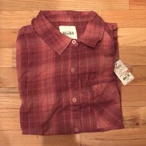 Mudd Blush Plaid Button Up Flannel