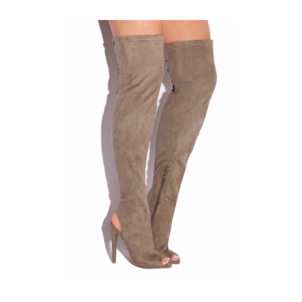 Taupe Over the Knee Thigh High Boots