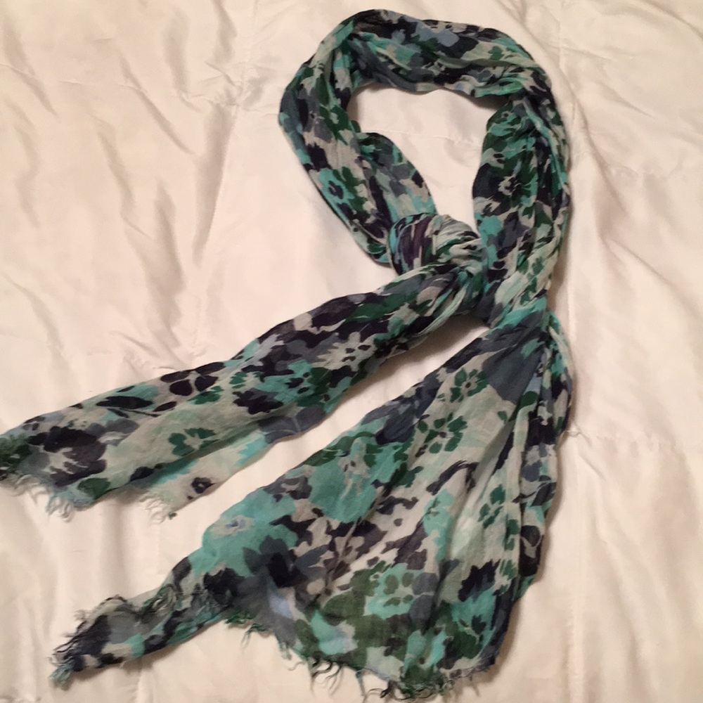 Blue patterned scarf