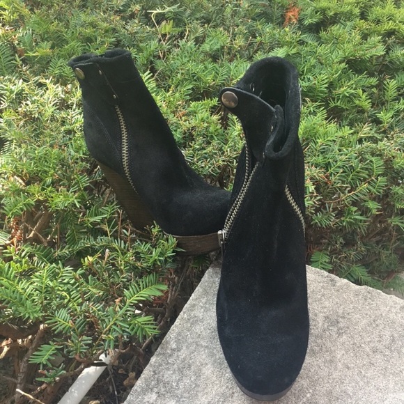 Coach wedge booties. Black suede 6.5 - Picture 1 of 6