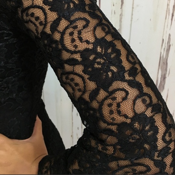 Little Black Lace Dress with Bell Sleeves - Picture 3 of 4