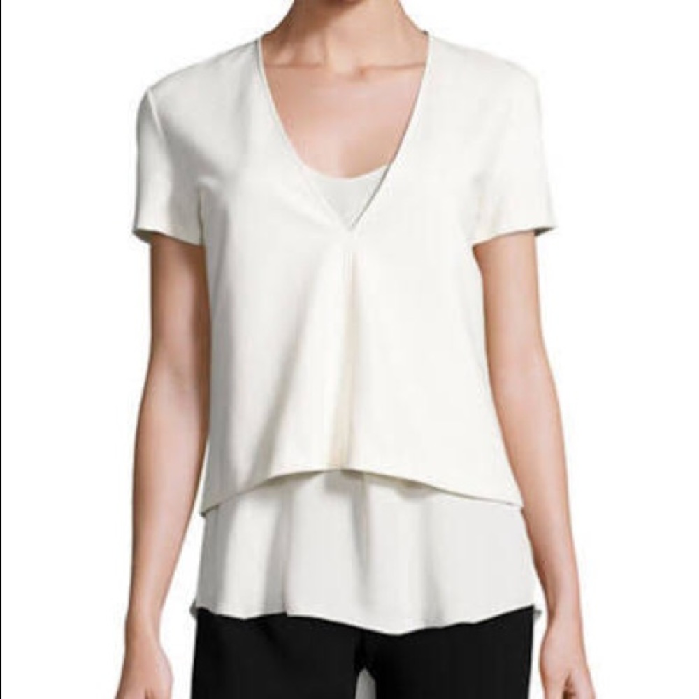 Theory zadeia fixture short-sleeve top warm-ivory