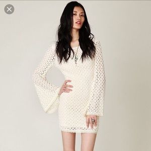Cream Free People Bell Sleeve Dress