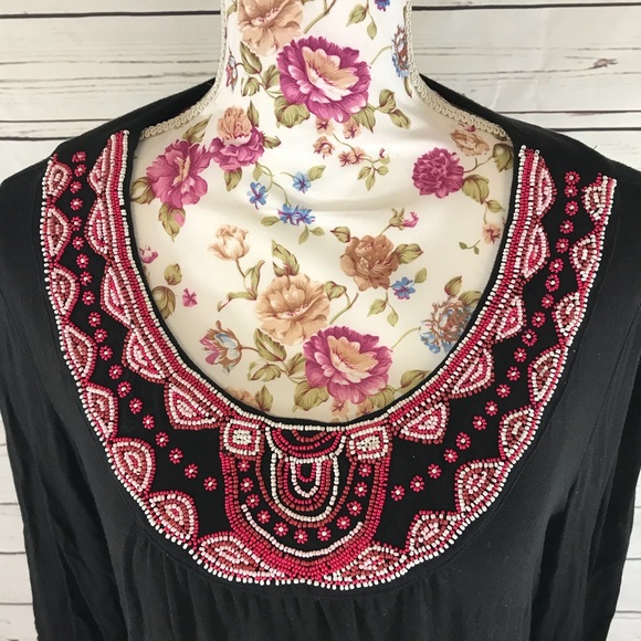 Style & Co. Large black blouse Beaded neckline - Picture 2 of 6
