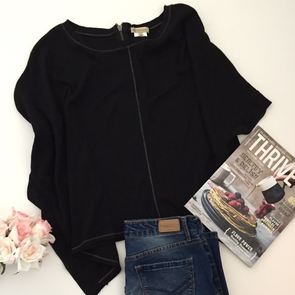 Black Democracy cape style top & built in sleeves