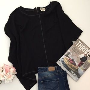 Black Democracy cape style top & built in sleeves