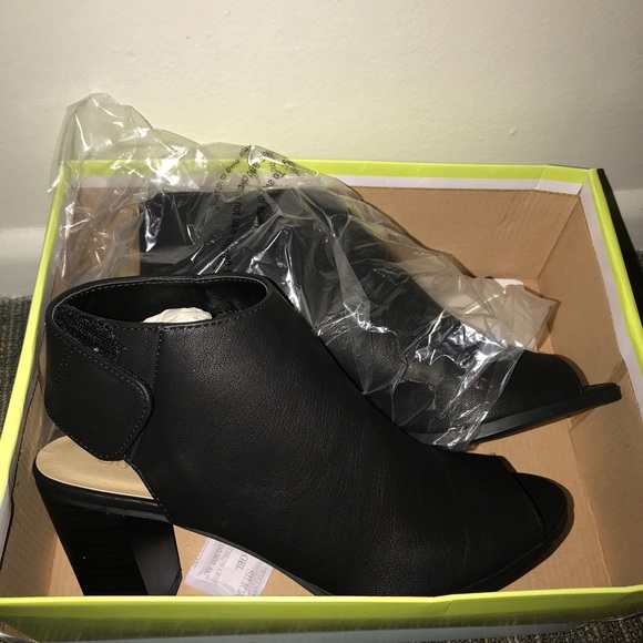 Velcro Black Peeptoe Booties - Picture 1 of 3
