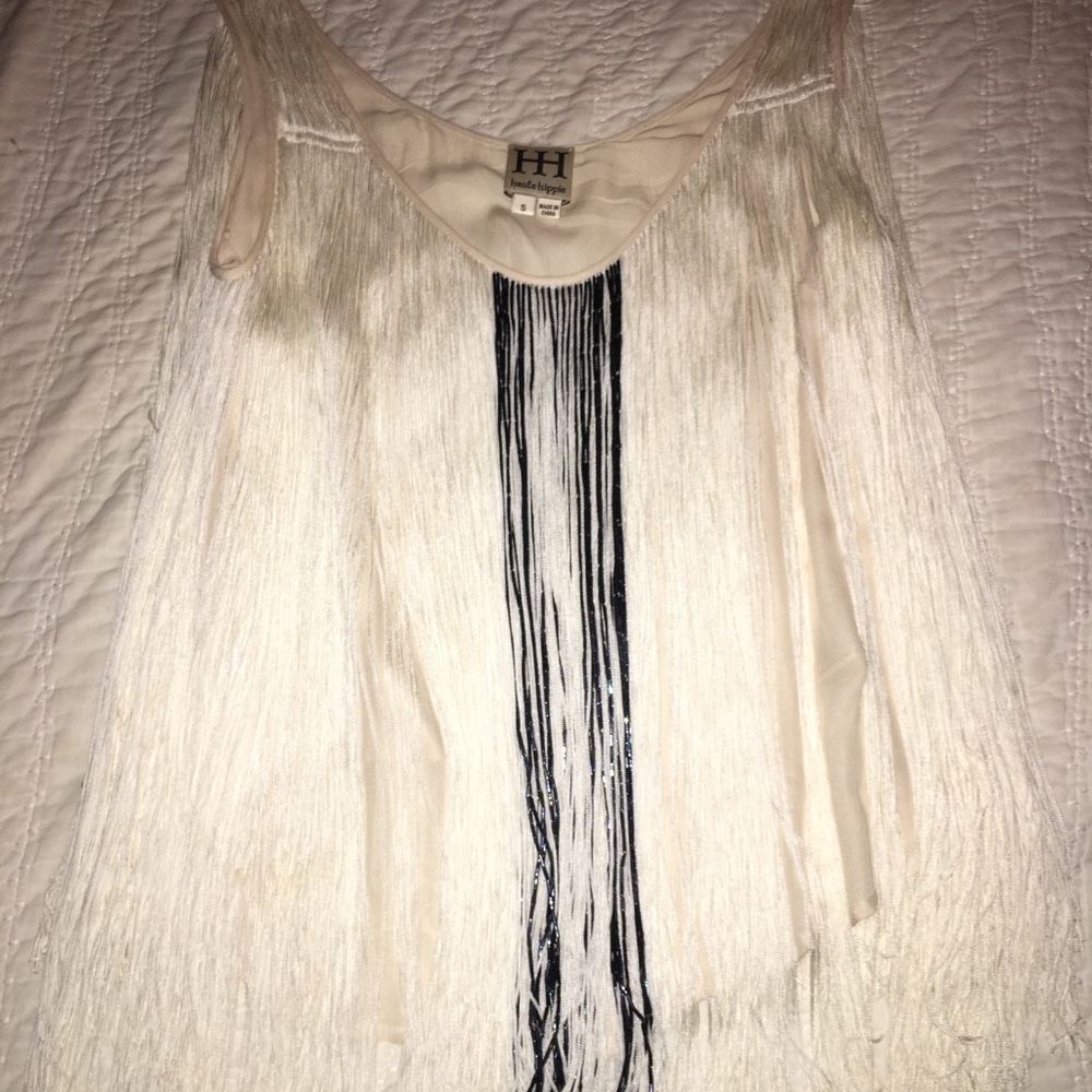 Haute Hippie beaded fringe top
