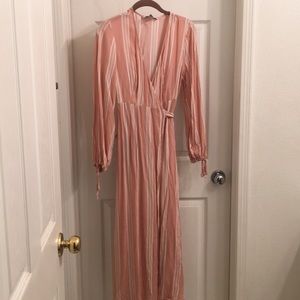 EUC Pink white striped dress sz M