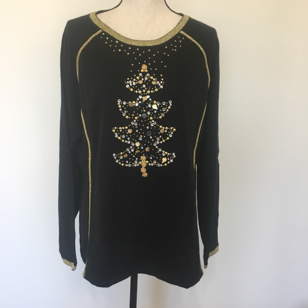 Quacker Factory Christmas Tree Sweater Holiday