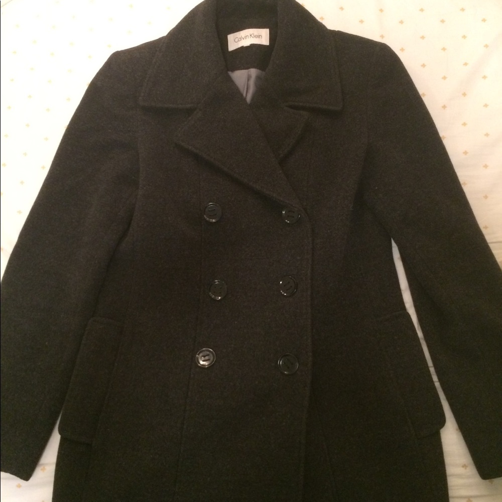 Calvin Klein Grey Wool Peacoat