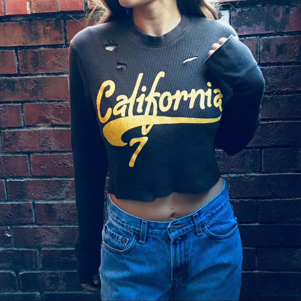California Distressed Custom Crop Top