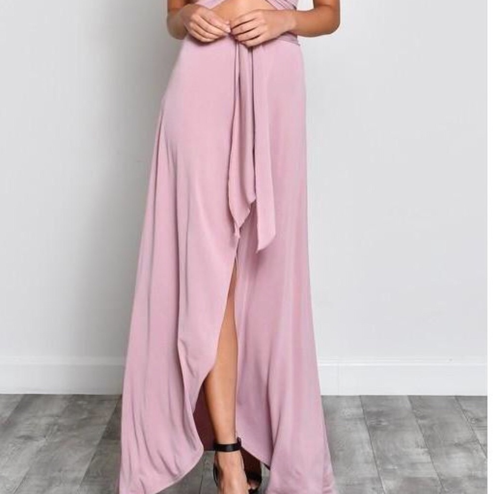 Mauve Tie Maxi Skirt