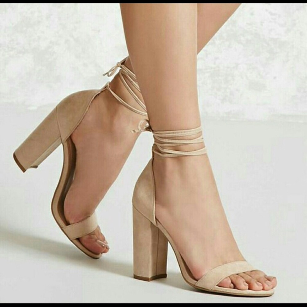 Nude block heels