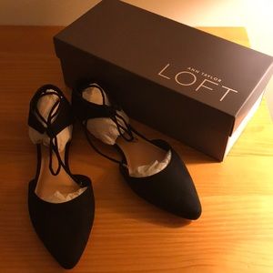 LOFT Black Ankle Tie d’Orsay Flats