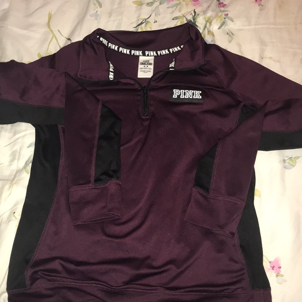 PINK half zip sweater.