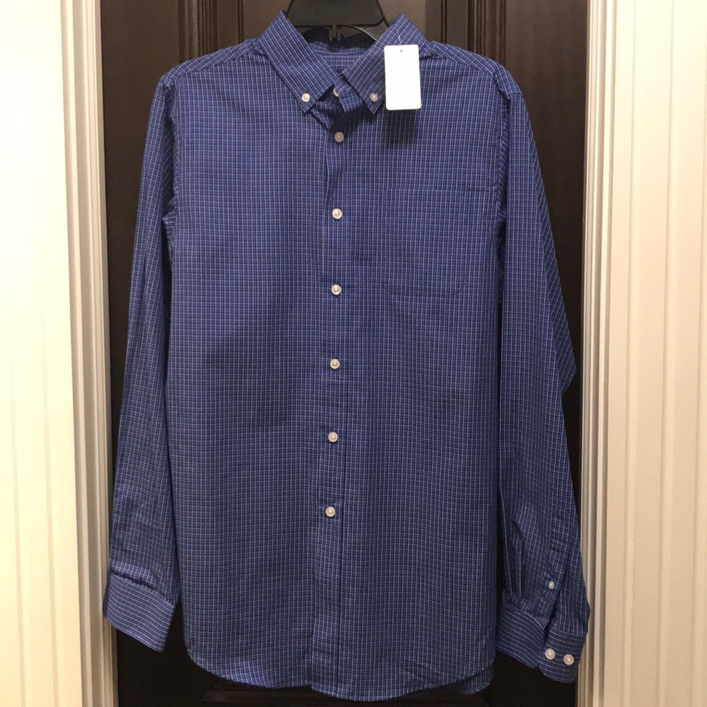 Boy’s Dressy Blue and White Plaid Button Down