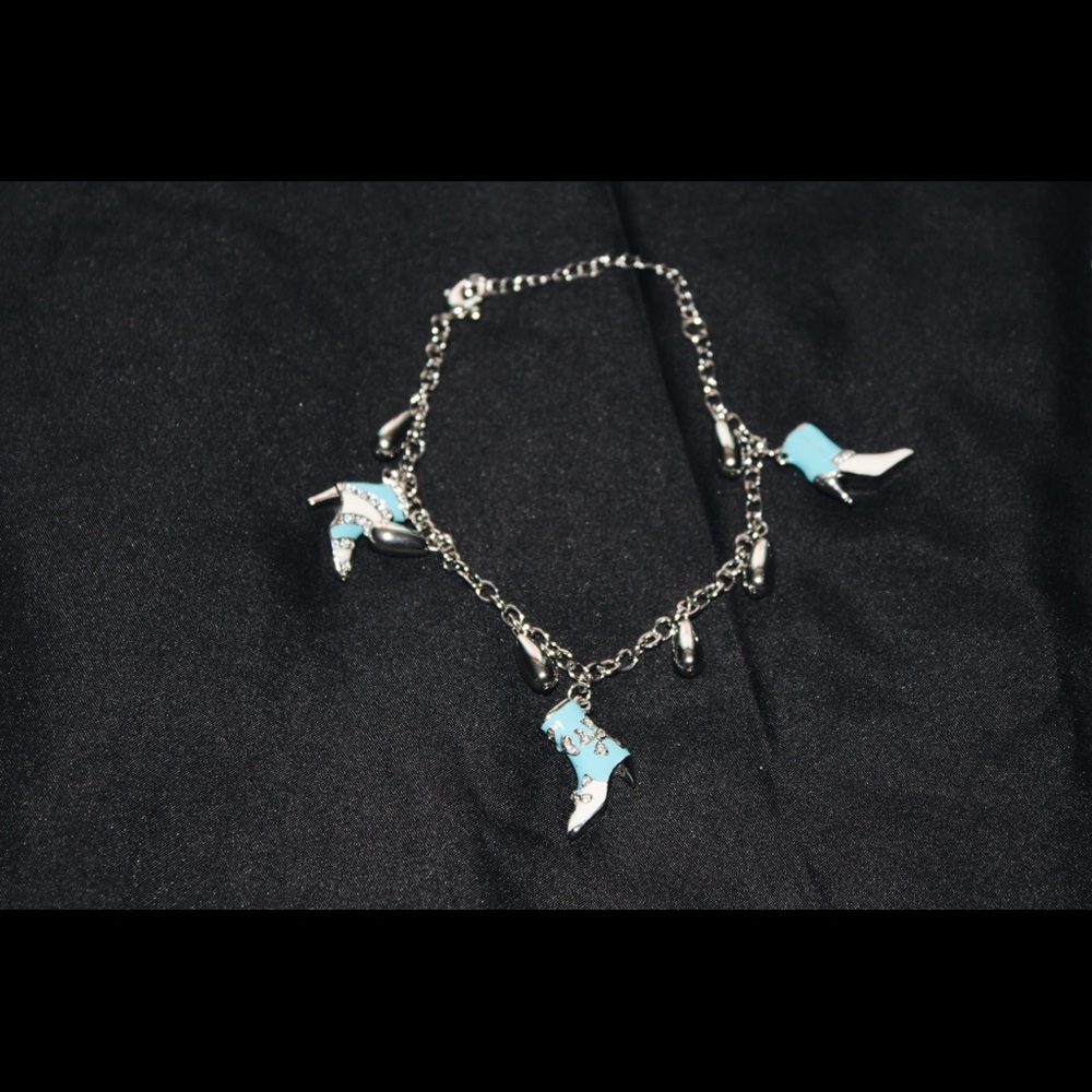 Blue cow girl charm bracelet