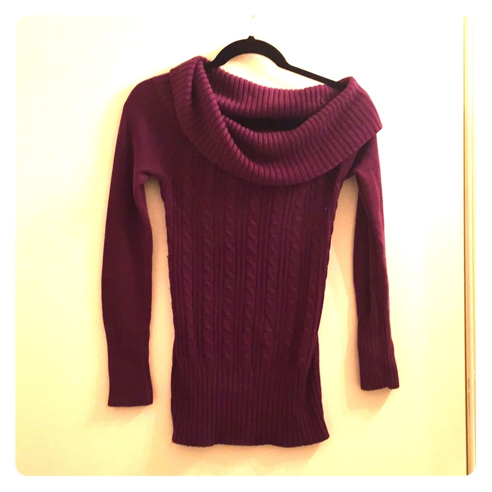 Ribbed cowl neck sweater