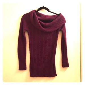 Ribbed cowl neck sweater