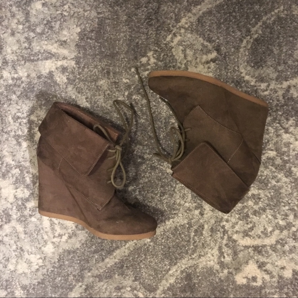 Wedge Lace Up Booties