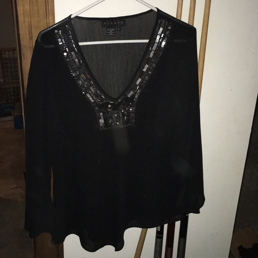 Black shear top with gems