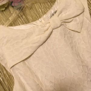 Sandra Darren White Bow Retro Wedding Dress