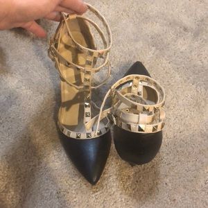 Black Studded Pointed Heels
