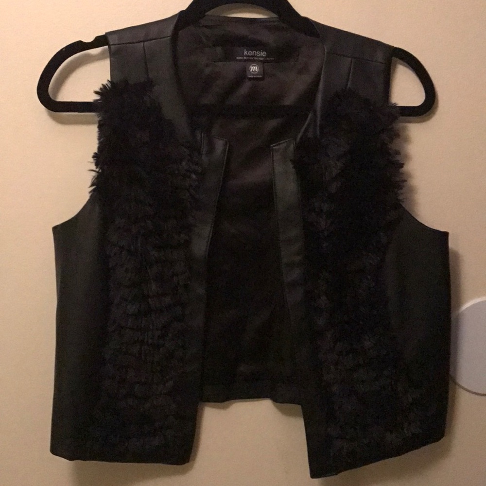 Black Fur & Leather Vest