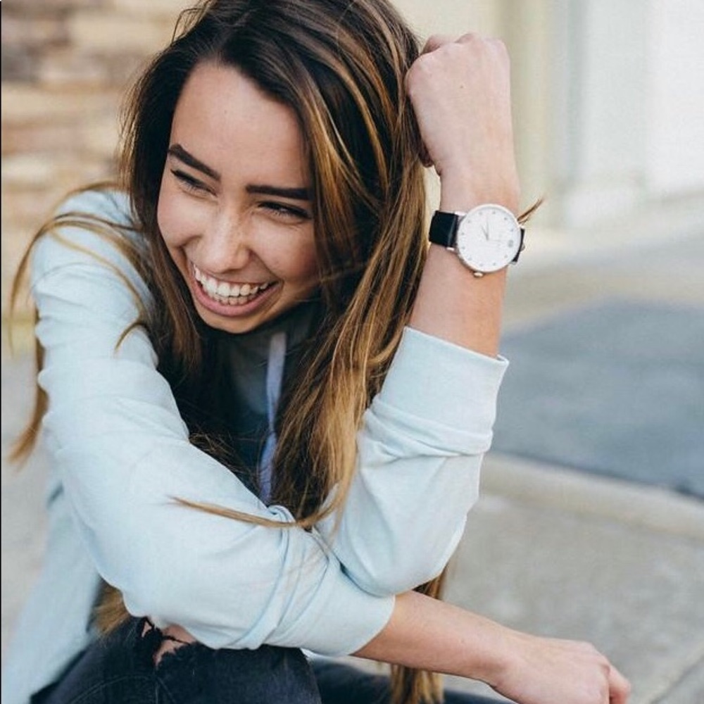 Black Leather and Silver Watch