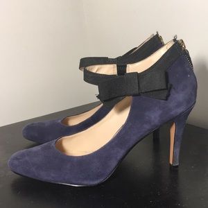 Navy Blue Suede Heels