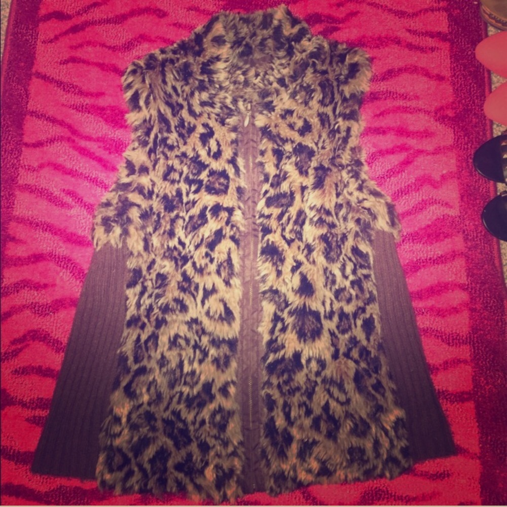 Reversible Fuzzy Cheetah Print Vest - image 1