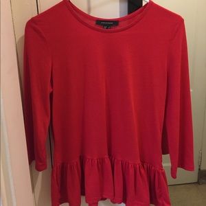 Red long sleeve peplum top