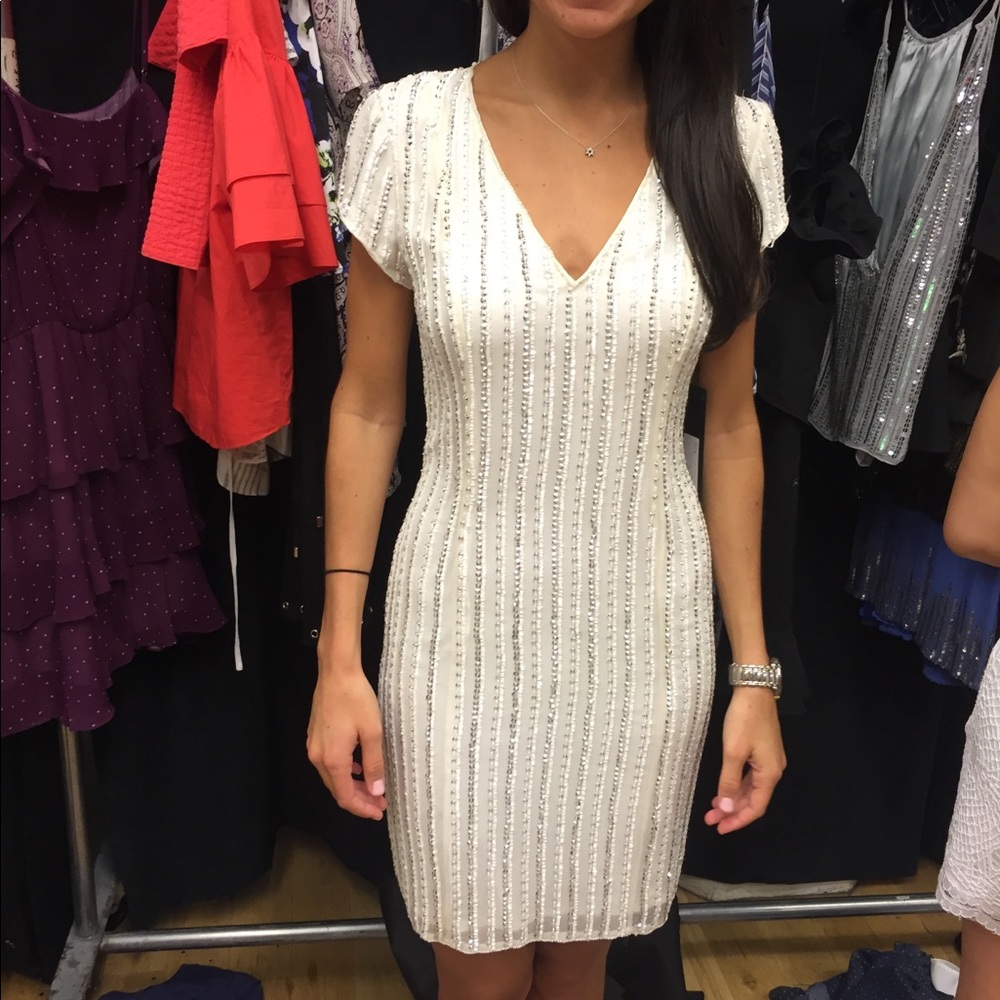 Parker White Beaded Dress