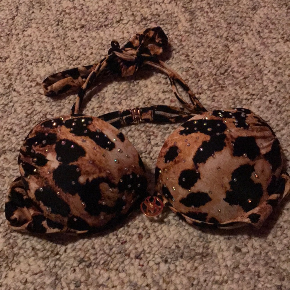 Bejeweled cheetah bikini top