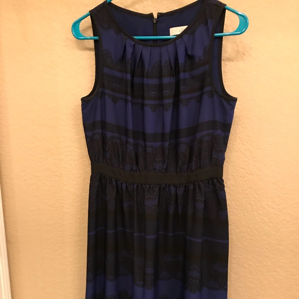 Ann Taylor Loft Blue and Black Lace Dress