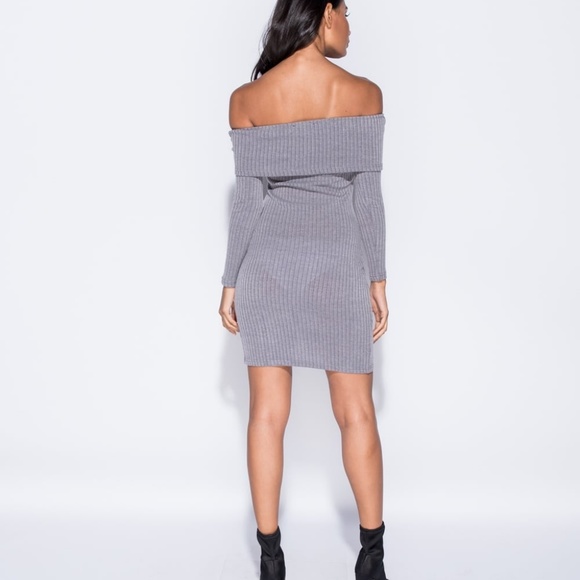 SALE! NWT RIB KNIT OFF SHOULDER BODYCON DRESS - Picture 8 of 8