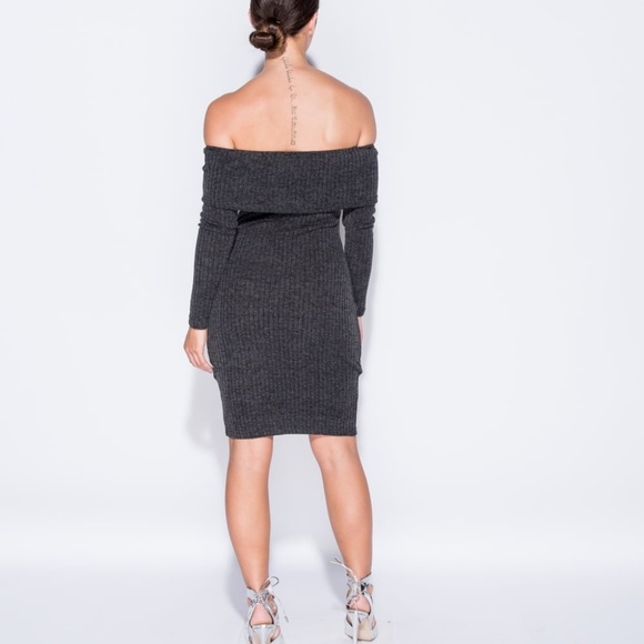 SALE! NWT RIB KNIT OFF SHOULDER BODYCON DRESS - Picture 5 of 8