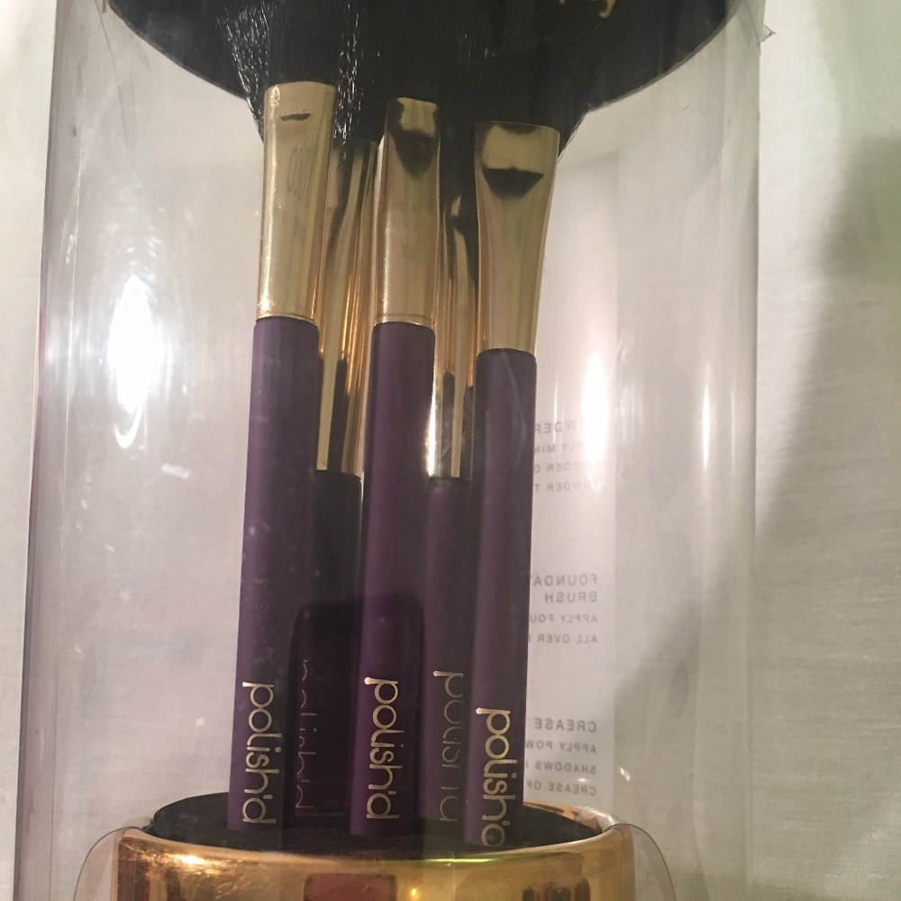 Hot Purple & Gold Makeup Brush Kit W/canister!